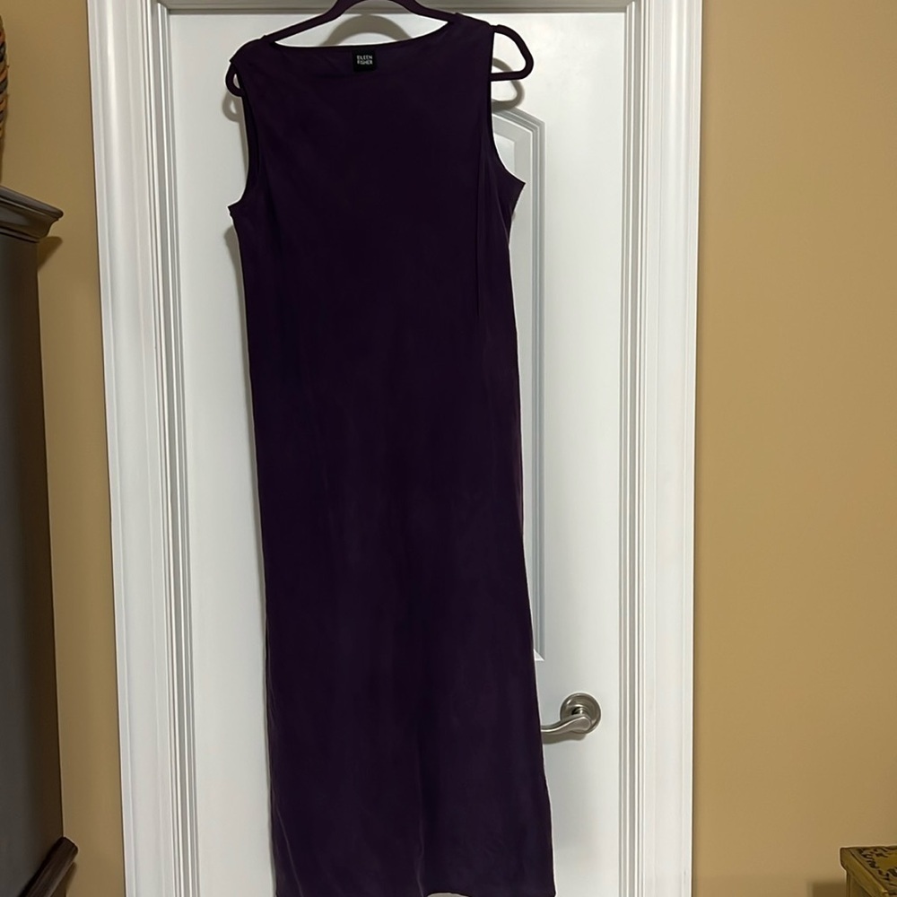 Fabulous Eileen Fisher Silk Ensemble. Long Sheath dress with long Sheer coat. - Picture 2 of 9